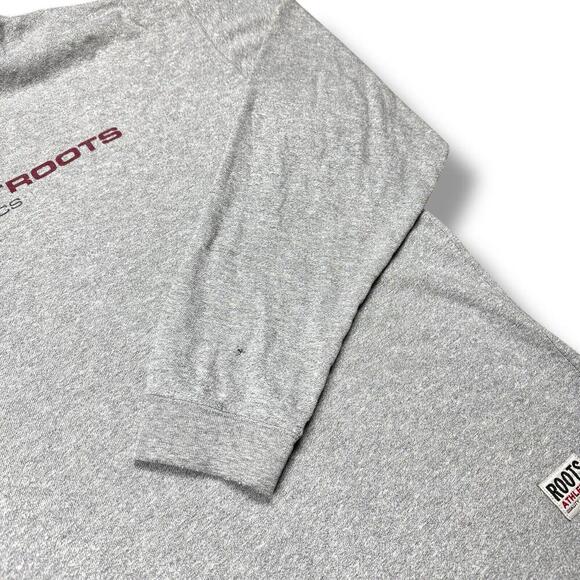 VTG Roots Sports Athletic Long Sleeve T-shirt Gray Casual Made In Canada Cotton - Picture 6 of 8